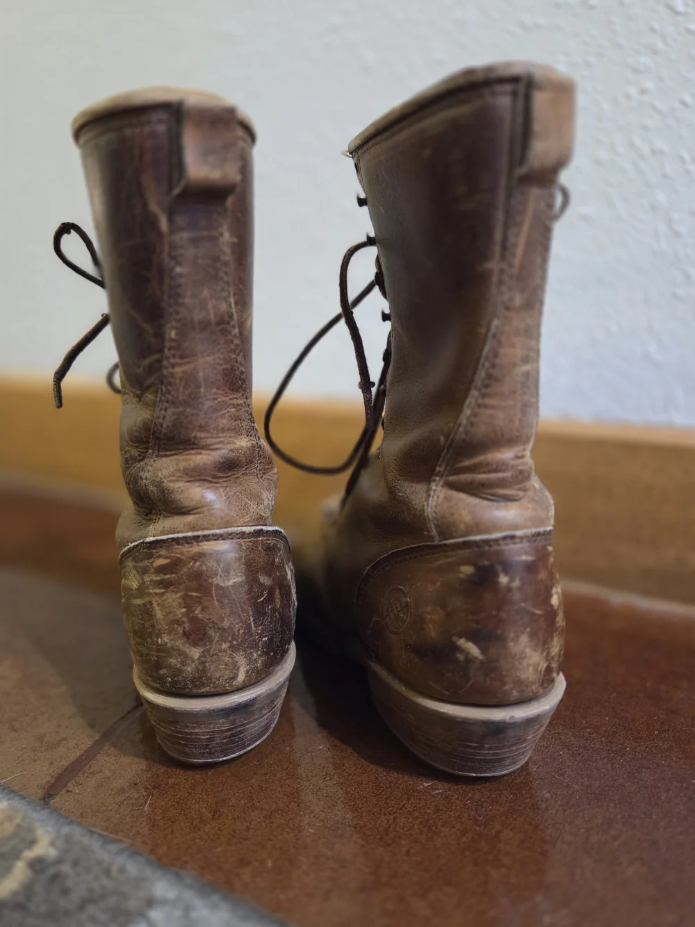 Double H Brown Leather Lace-Up Work Boots